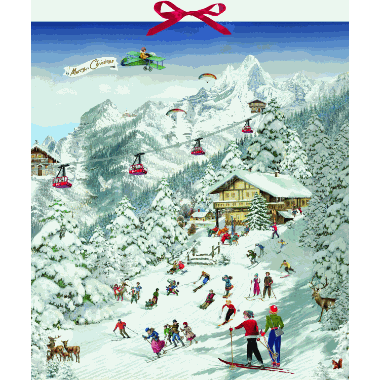Adventskalender Happy Skiing Holiday in the Mountains Advent