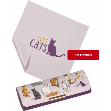 Glasses case with cleaning cloth cats I love cats & dogs