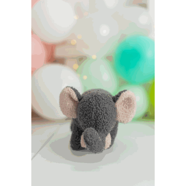 Crochetts baby kosedyr gr og rosa elefant